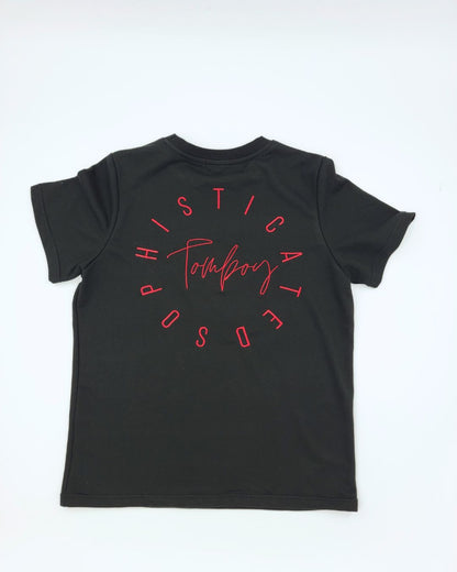 black and red t shirt