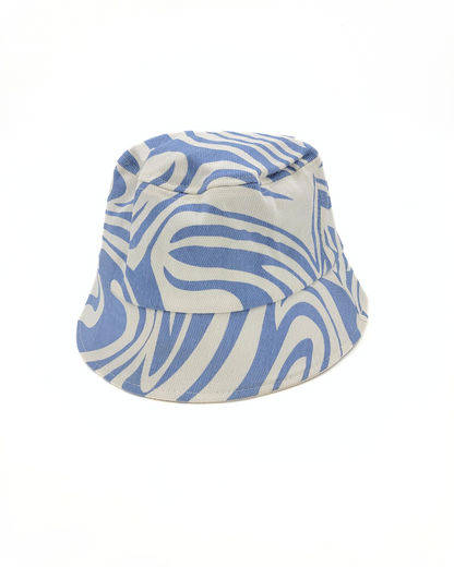 Blue and white bucket hat