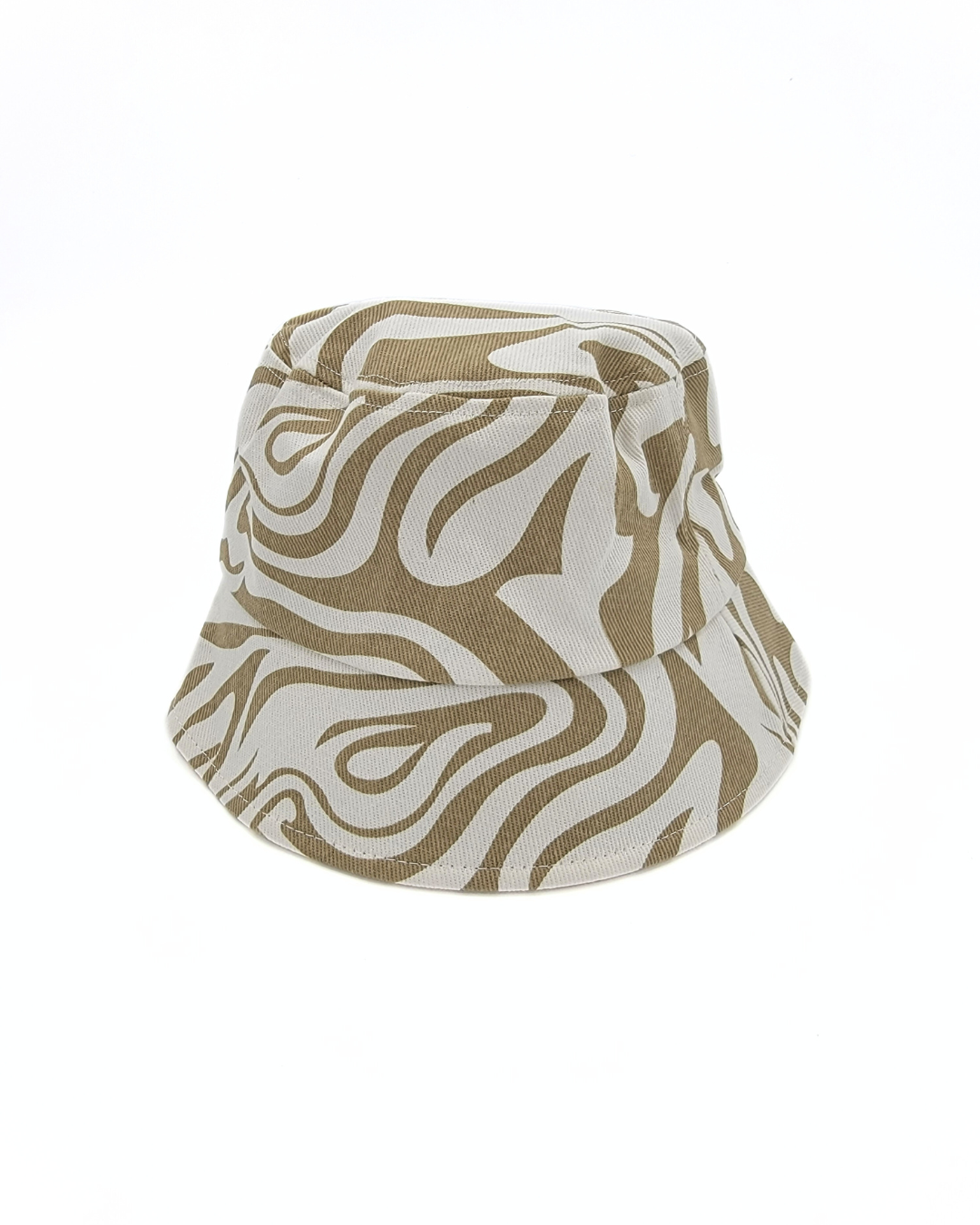 camel and white bucket hat